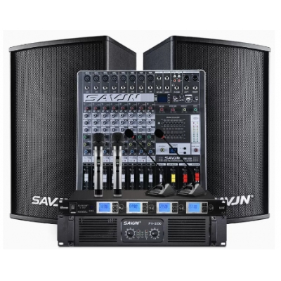 斯維基尼HY-600音響（10英寸號角音箱2只，8路專業(yè)調(diào)音臺臺，600w純后級功放臺，一拖四雙手持雙鵝頸話筒1套）